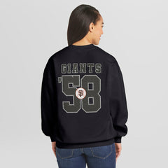 Black San Francisco Giants WEAR by Erin Andrews Women's Heavyweight Crew Neck Sweatshirt