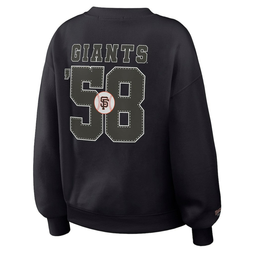 Black San Francisco Giants WEAR by Erin Andrews Women's Heavyweight Crew Neck Sweatshirt