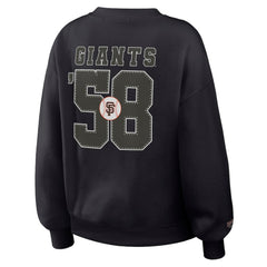 Black San Francisco Giants WEAR by Erin Andrews Women's Heavyweight Crew Neck Sweatshirt