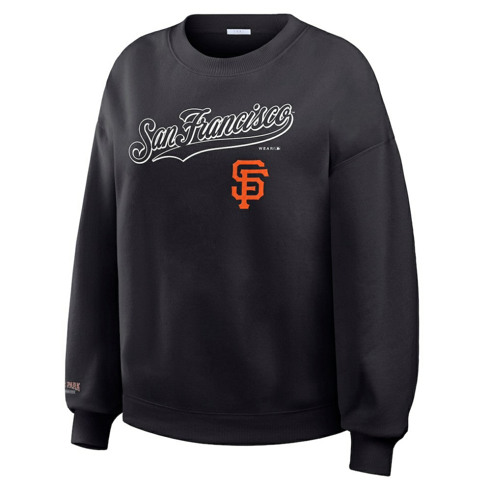 Black San Francisco Giants WEAR by Erin Andrews Women's Heavyweight Crew Neck Sweatshirt