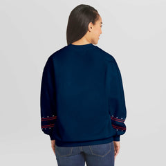 Navy Los Angeles Dodgers WEAR by Erin Andrews Women's Americana Heavyweight Fleece Sweatshirt