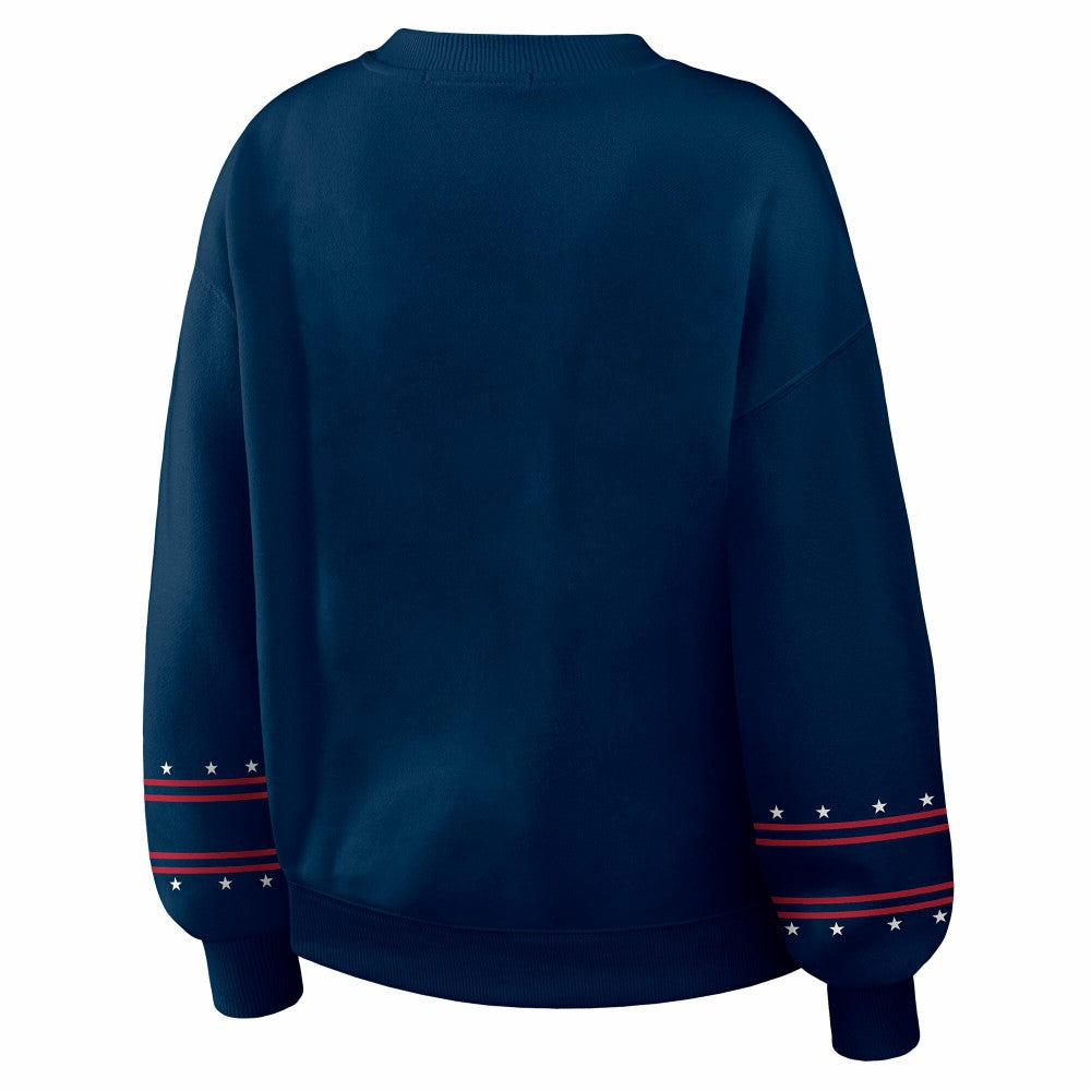 Navy Los Angeles Dodgers WEAR by Erin Andrews Women's Americana Heavyweight Fleece Sweatshirt