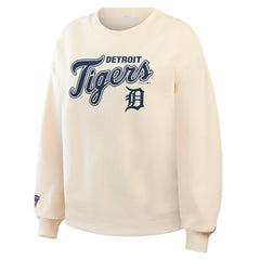 Cream Detroit Tigers WEAR by Erin Andrews Women's Heavyweight Crew Neck Sweatshirt