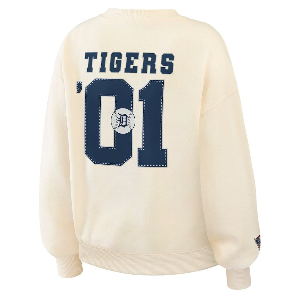 Cream Detroit Tigers WEAR by Erin Andrews Women's Heavyweight Crew Neck Sweatshirt