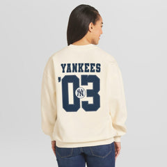Cream New York Yankees WEAR by Erin Andrews Women's Heavyweight Crew Neck Sweatshirt