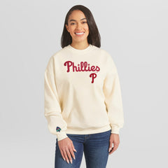 Cream Philadelphia Phillies WEAR by Erin Andrews Women's Heavyweight Crew Neck Sweatshirt