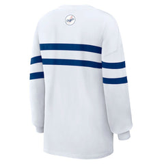 White Los Angeles Dodgers WEAR by Erin Andrews Women's Oversized Long Sleeve Striped T-Shirt