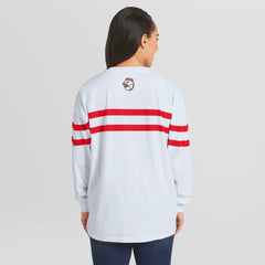 White Cincinnati Reds WEAR by Erin Andrews Women's Oversized Long Sleeve Striped T-Shirt
