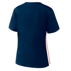 Navy Boston Red Sox WEAR by Erin Andrews Women's Notch Neck Cropped T-Shirt