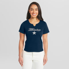 Navy Houston Astros WEAR by Erin Andrews Women's Notch Neck Cropped T-Shirt