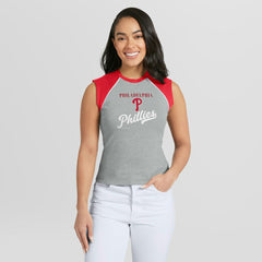 Heather Gray Philadelphia Phillies WEAR by Erin Andrews Women's Cropped Raglan Tank Top