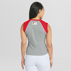 Heather Gray Philadelphia Phillies WEAR by Erin Andrews Women's Cropped Raglan Tank Top