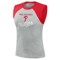 Heather Gray Philadelphia Phillies WEAR by Erin Andrews Women's Cropped Raglan Tank Top