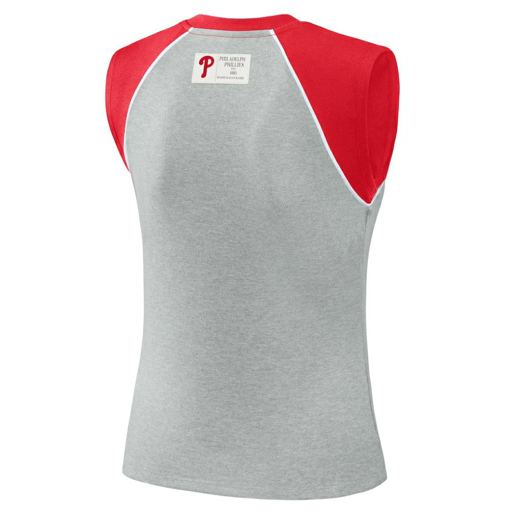 Heather Gray Philadelphia Phillies WEAR by Erin Andrews Women's Cropped Raglan Tank Top