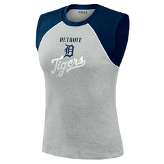 Heather Gray Detroit Tigers WEAR by Erin Andrews Women's Cropped Raglan Tank Top