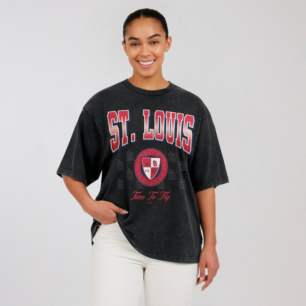 Black St. Louis Cardinals WEAR by Erin Andrews Women's Oversized Boyfriend T-Shirt