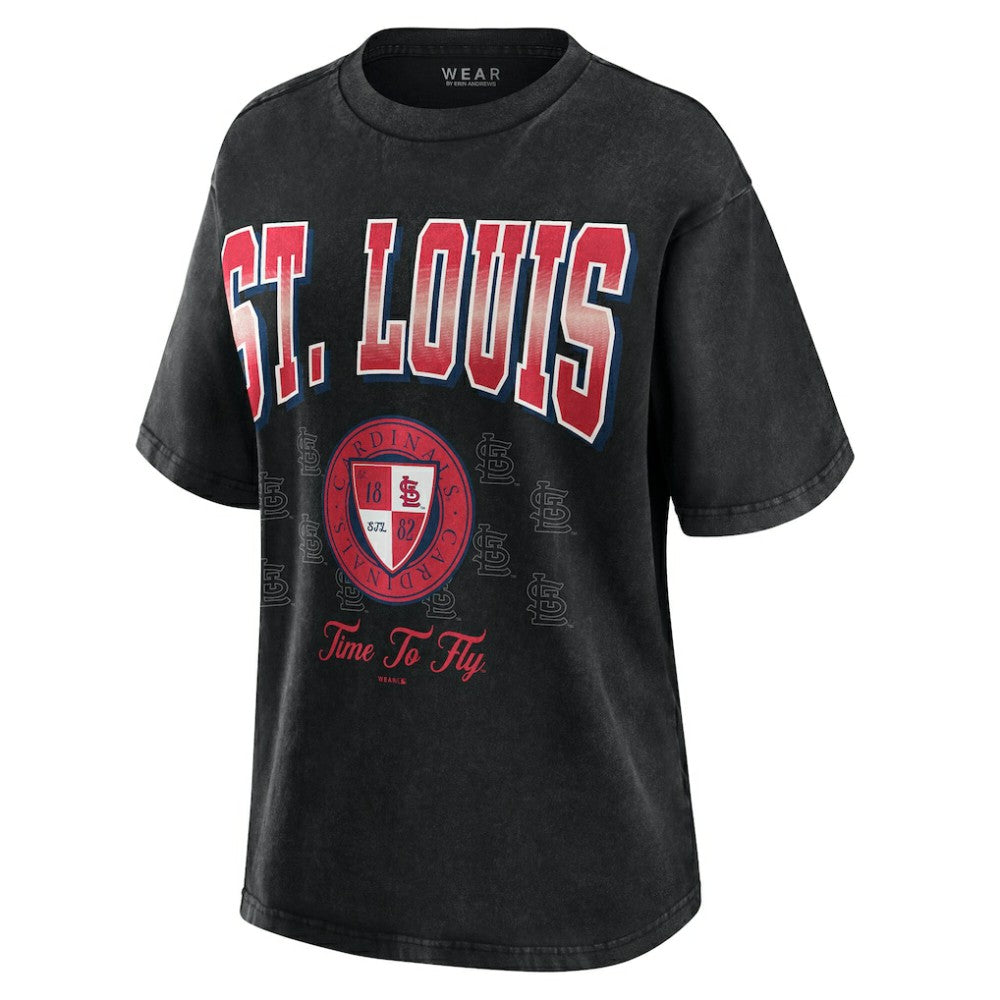 Black St. Louis Cardinals WEAR by Erin Andrews Women's Oversized Boyfriend T-Shirt