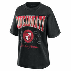 Black Cincinnati Reds WEAR by Erin Andrews Women's Oversized Boyfriend T-Shirt