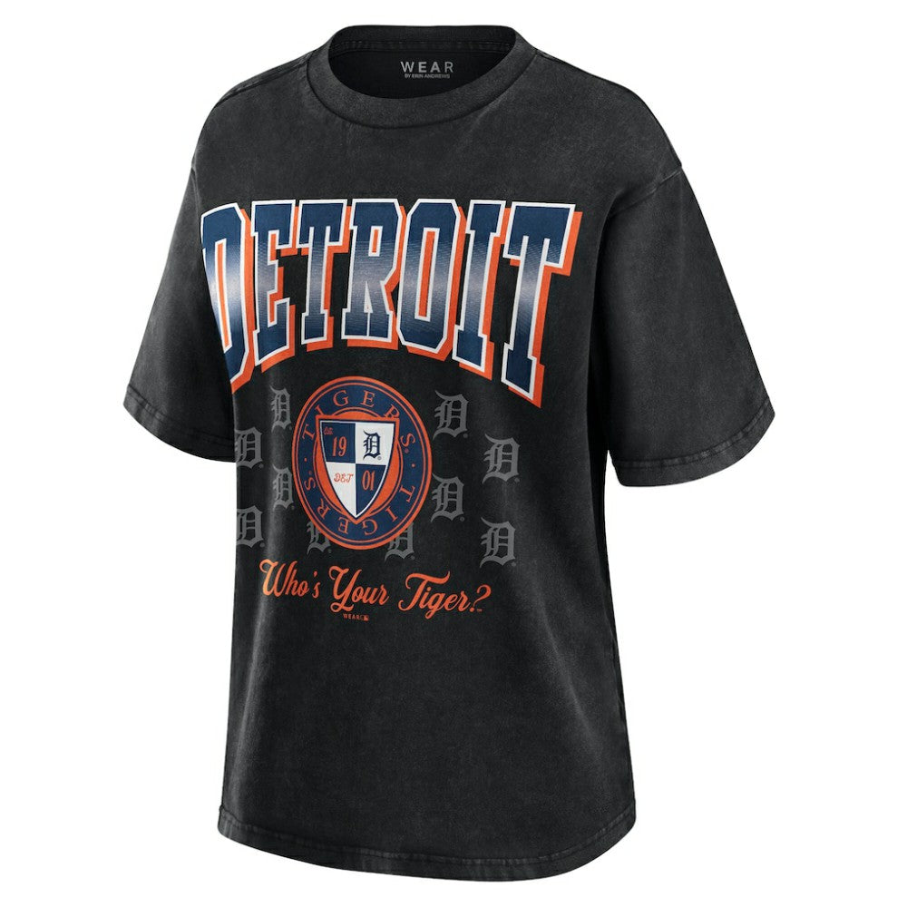 Black Detroit Tigers WEAR by Erin Andrews Women's Oversized Boyfriend T-Shirt