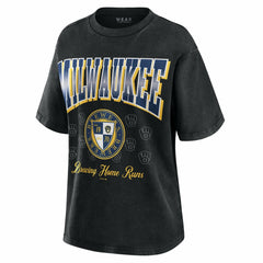 Black Milwaukee Brewers WEAR by Erin Andrews Women's Oversized Boyfriend T-Shirt