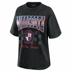 Black Minnesota Twins WEAR by Erin Andrews Women's Oversized Boyfriend T-Shirt