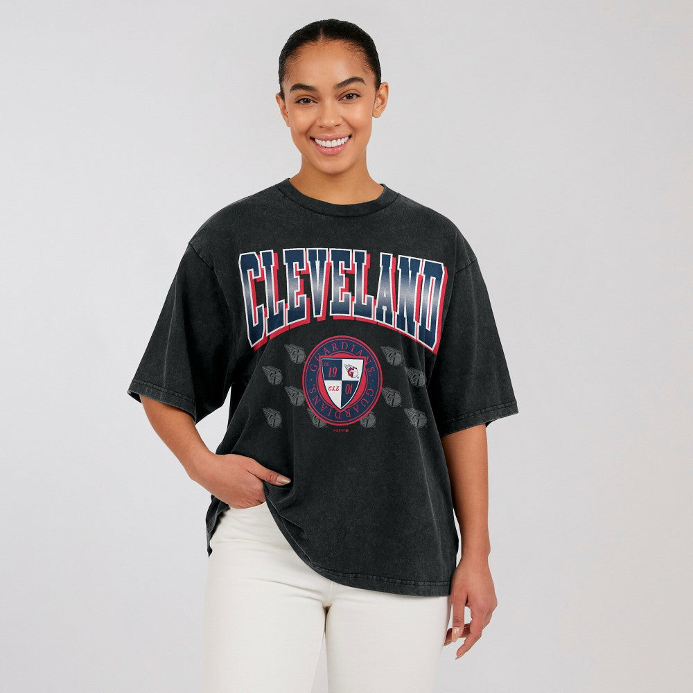 Black Cleveland Guardians WEAR by Erin Andrews Women's Oversized Boyfriend T-Shirt