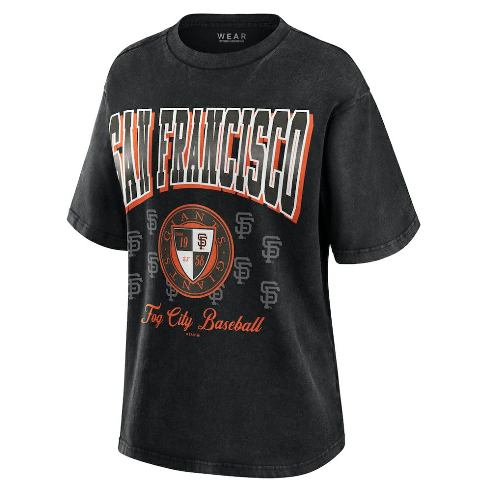 Black San Francisco Giants WEAR by Erin Andrews Women's Oversized Boyfriend T-Shirt