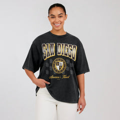 Black San Diego Padres WEAR by Erin Andrews Women's Oversized Boyfriend T-Shirt