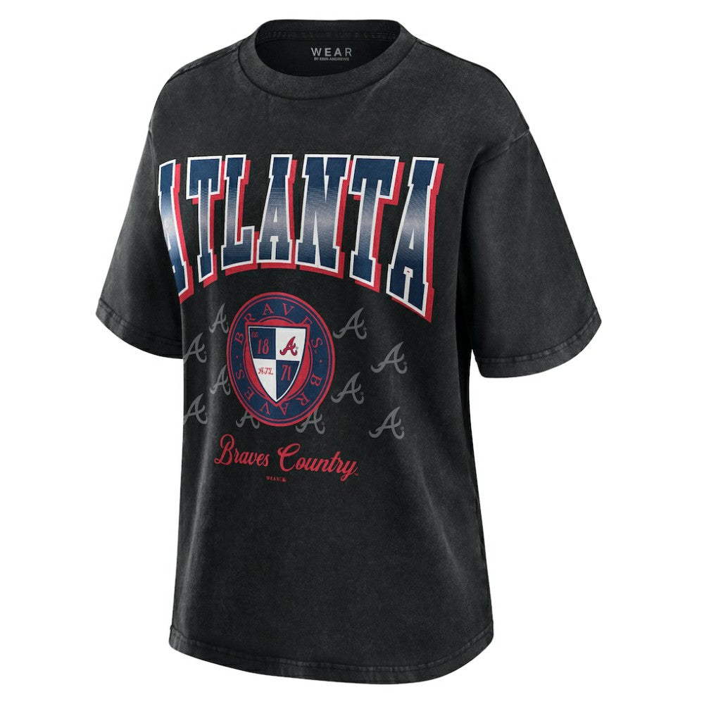 Black Atlanta Braves WEAR by Erin Andrews Women's Oversized Boyfriend T-Shirt