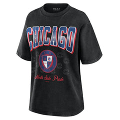 Black Chicago Cubs WEAR by Erin Andrews Women's Oversized Boyfriend T-Shirt
