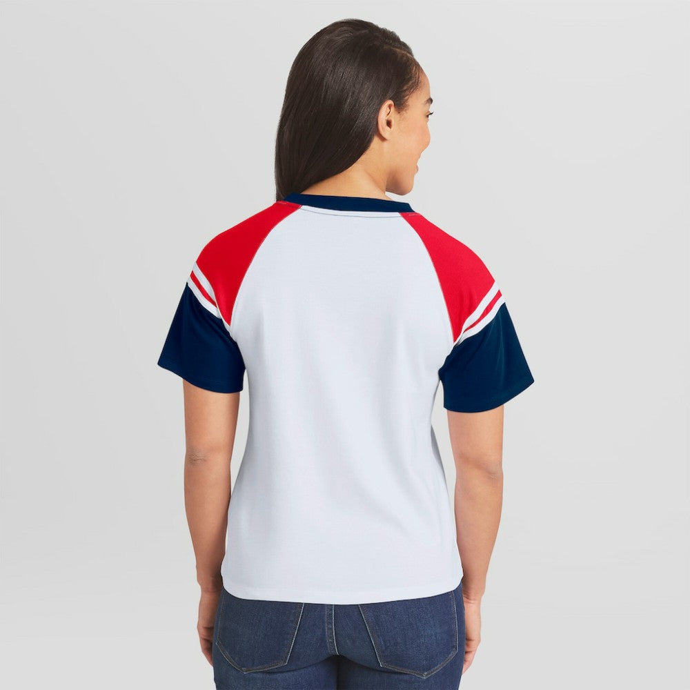 White Philadelphia Phillies WEAR by Erin Andrews Women's Striped Raglan T-Shirt