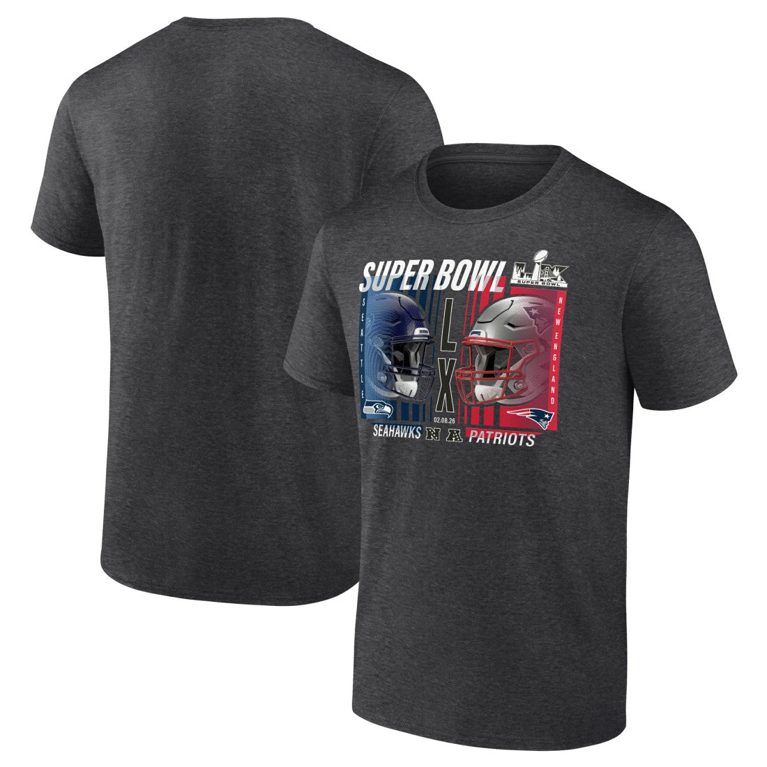 vs. Seattle Seahawks Super Bowl LX Big & Tall Final Battle Dueling T-Shirt - New England Patriots T-shirts
