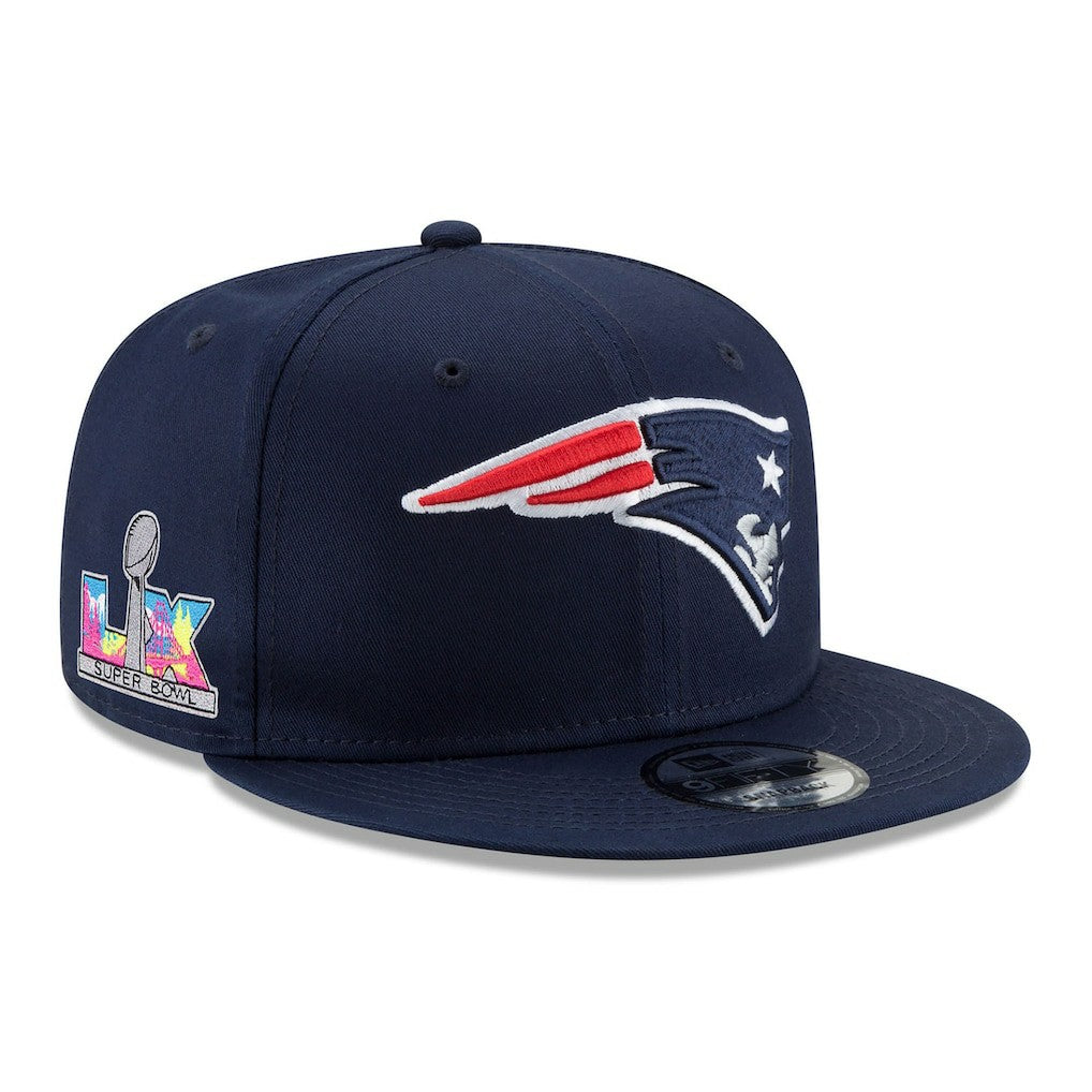 Super Bowl LX Side Patch 9FIFTY Snapback Hat - New England Patriots Hats
