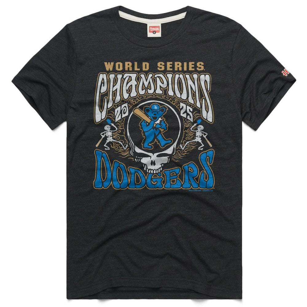 Charcoal Los Angeles Dodgers x Grateful Dead Homage 2026 Gold Collection Label Tri-Blend T-Shirt