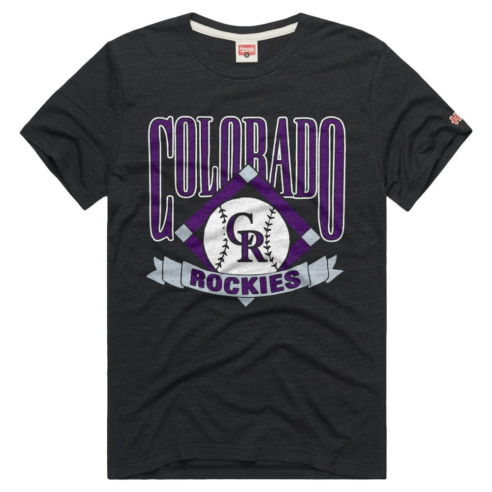 Charcoal Colorado Rockies Homage Tri-Blend Hyperlocal T-Shirt