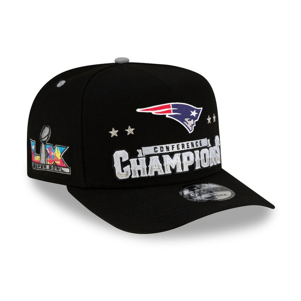 2025 AFC Champions Locker Room Trophy Collection A-Frame 9FIFTY Snapback Hat - New England Patriots Hats
