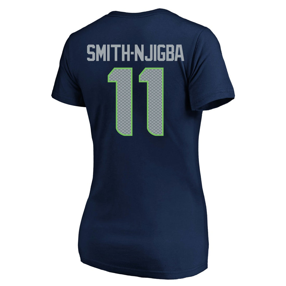 Jaxon Smith-Njigba  Women's Super Bowl LX Patch Plus Size Name & Number V-Neck T-Shirt - Seattle Seahawks T-shirts