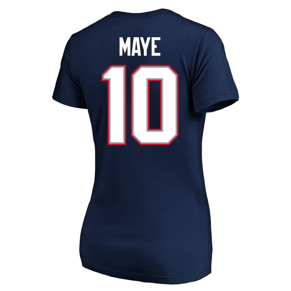 Drake Maye  Women's Super Bowl LX Patch Plus Size Name & Number V-Neck T-Shirt - New England Patriots T-shirts