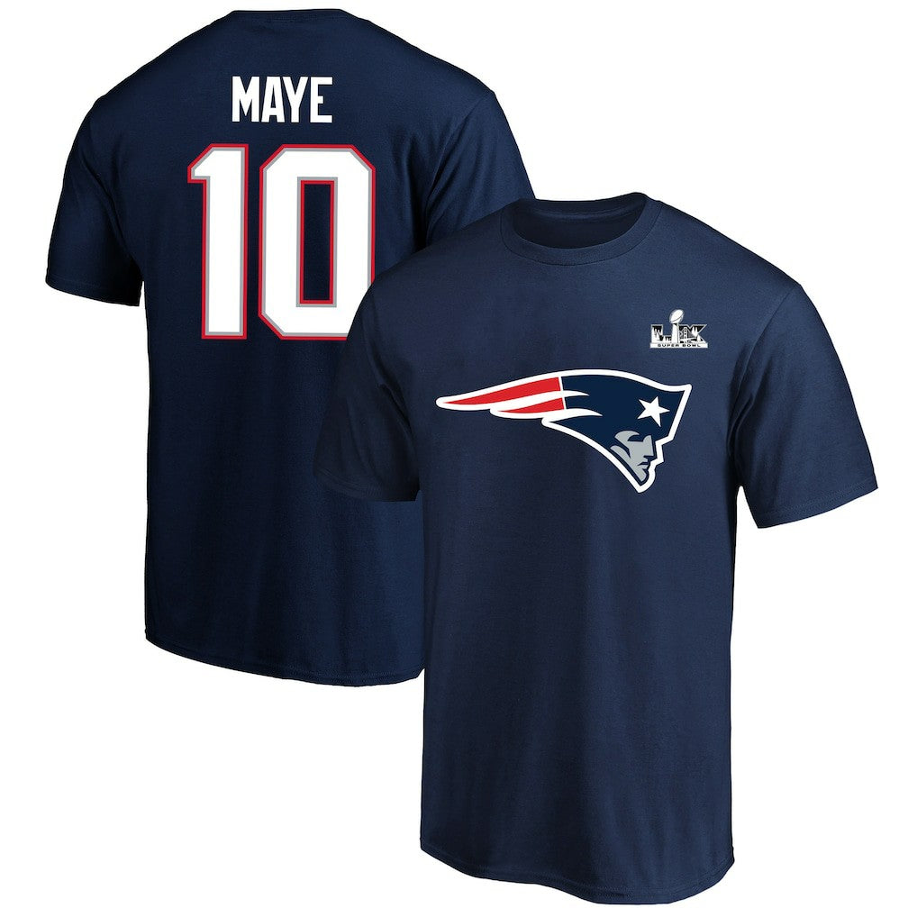 Drake Maye  Super Bowl LX Patch Big & Tall Name & Number T-Shirt - New England Patriots T-shirts