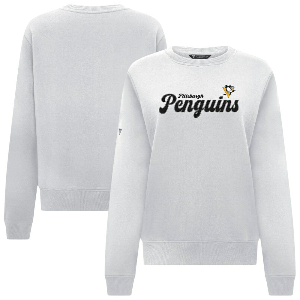 NHL Pittsburgh Penguins Levelwear Women's Yvette Big Script Tri-Blend Sweatshirt