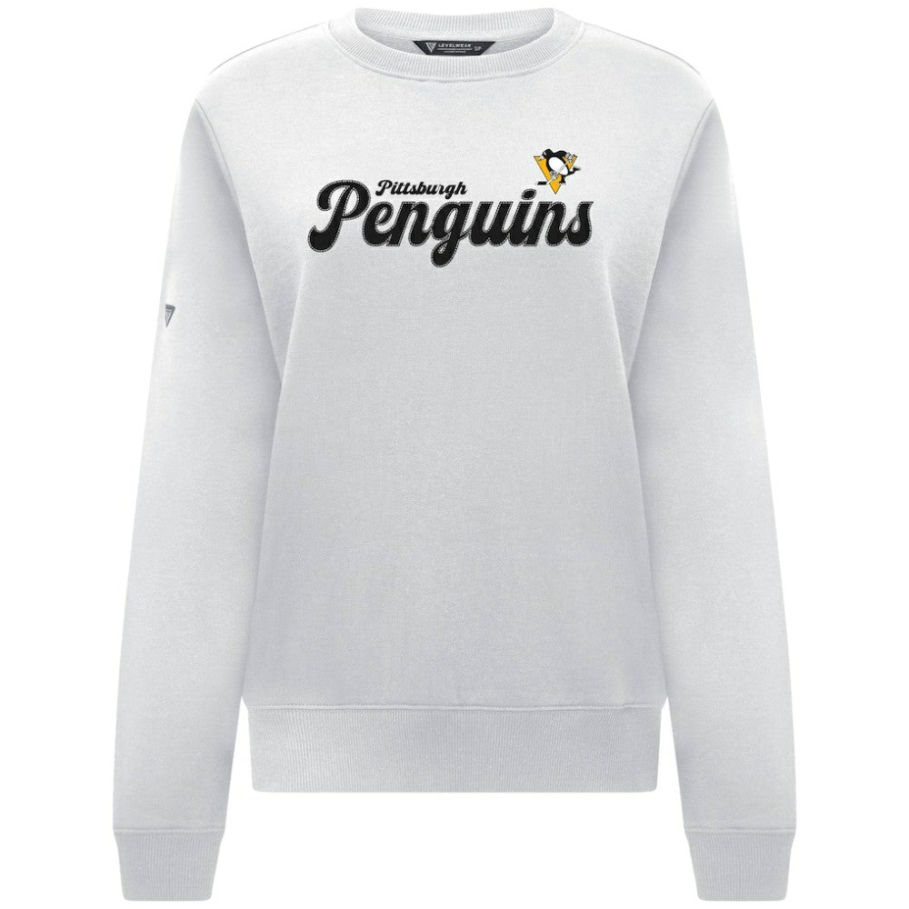 NHL Pittsburgh Penguins Levelwear Women's Yvette Big Script Tri-Blend Sweatshirt
