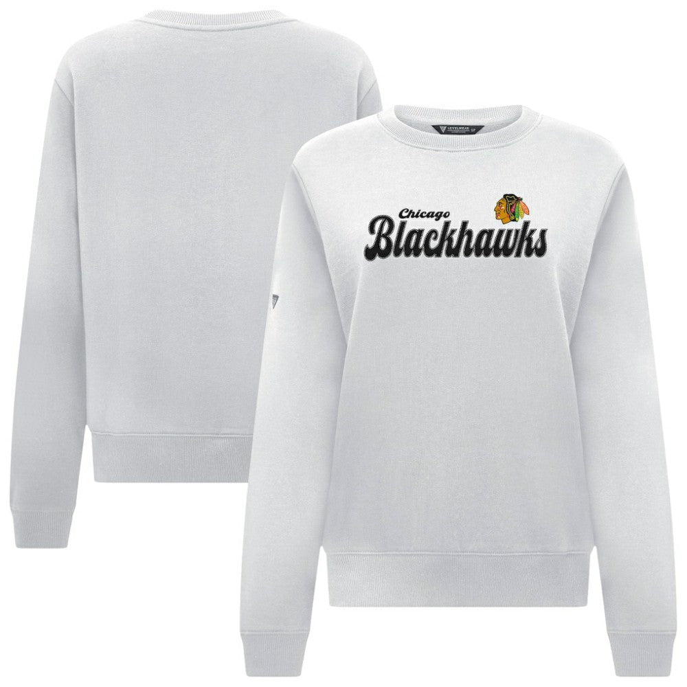 NHL Chicago Blackhawks Levelwear Women's Yvette Big Script Tri-Blend Sweatshirt