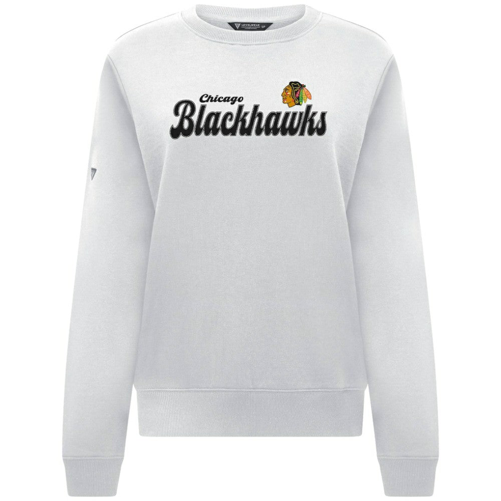 NHL Chicago Blackhawks Levelwear Women's Yvette Big Script Tri-Blend Sweatshirt