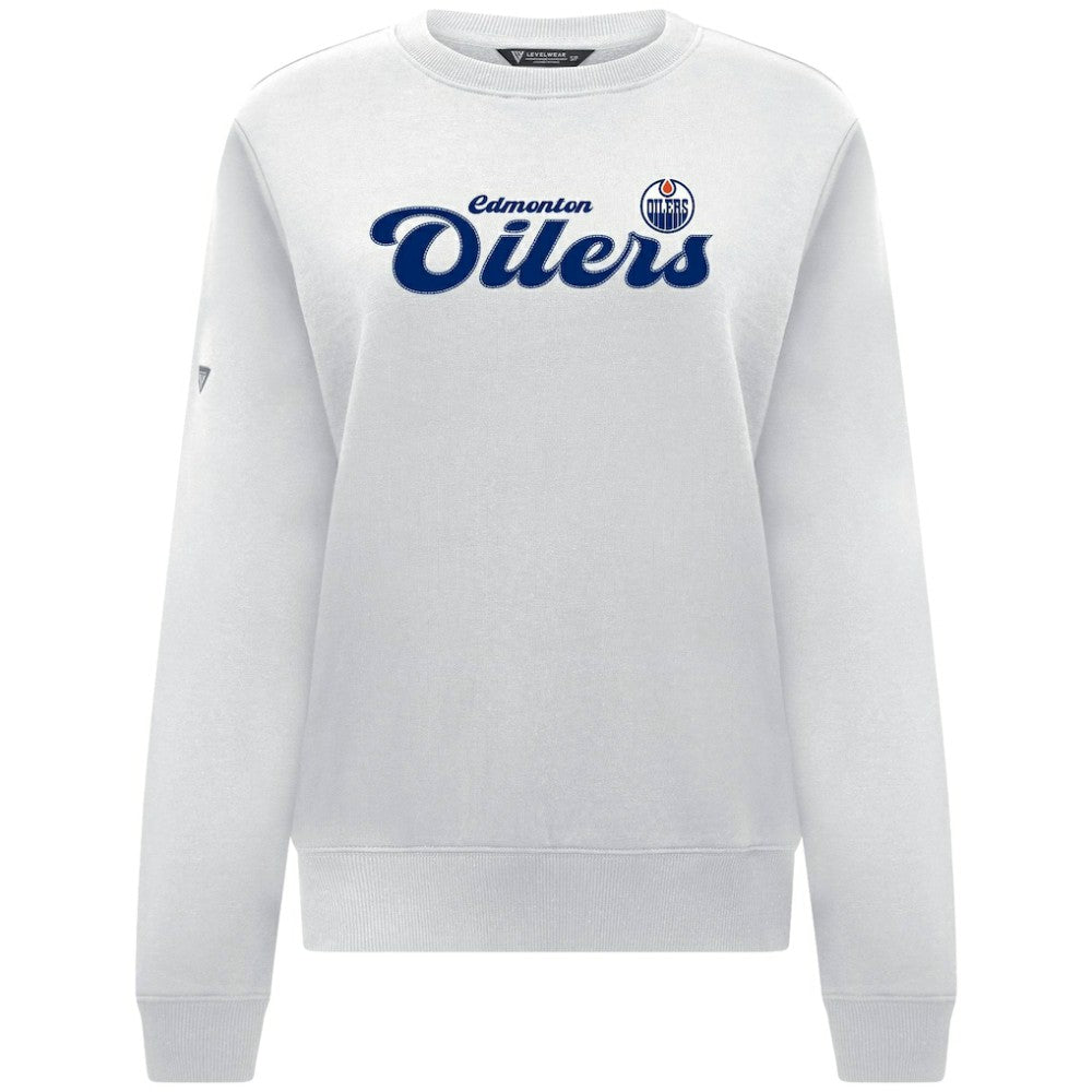 NHL Edmonton Oilers Levelwear Women's Yvette Big Script Tri-Blend Sweatshirt