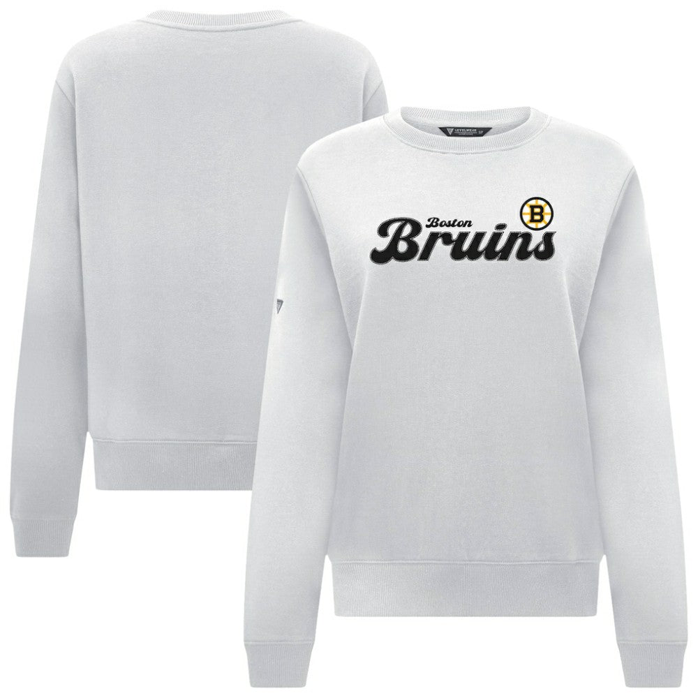 NHL Boston Bruins Levelwear Women's Yvette Big Script Tri-Blend Sweatshirt
