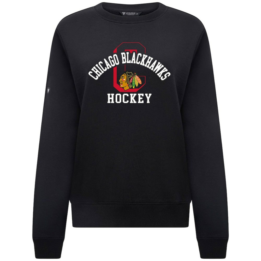 NHL Chicago Blackhawks Levelwear Women's Yvette Limelight Big Letter Sweatshirt