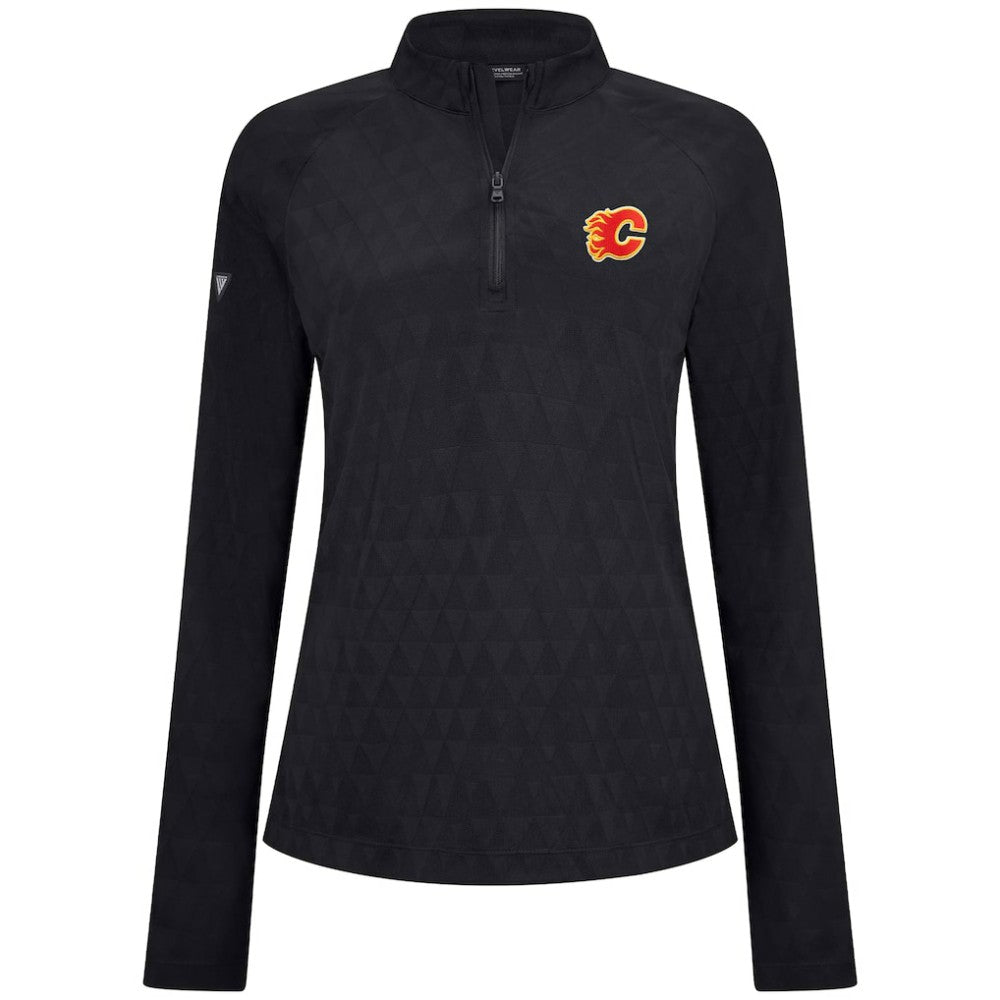NHL Calgary Flames Levelwear Women's Spike Raglan Quarter-Zip Top