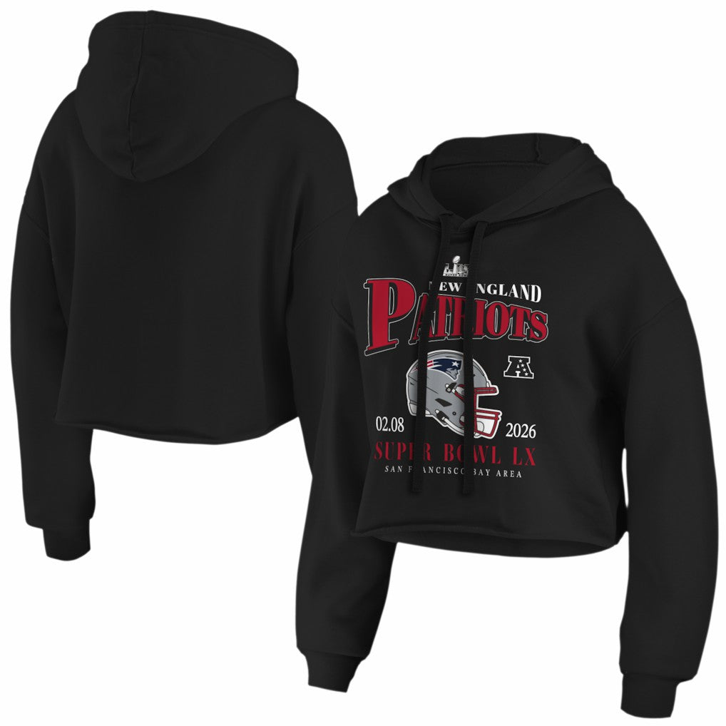 WEAR by Erin Andrews Women's Super Bowl LX Cropped Hoodie - New England Patriots Hoodies