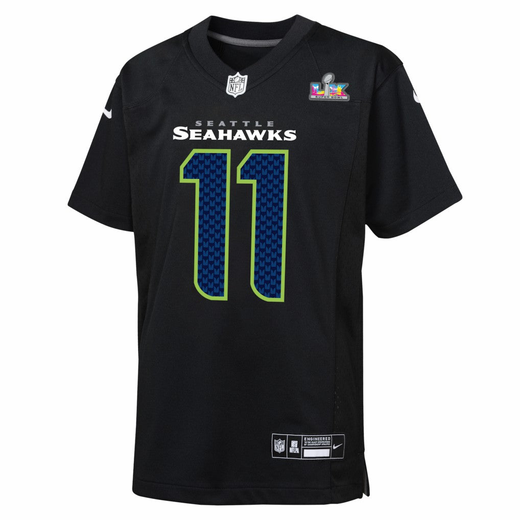 Jaxon Smith-Njigba  Youth Super Bowl LX Patch Carbon Fashion Game Jersey - Seattle Seahawks Jerseys
