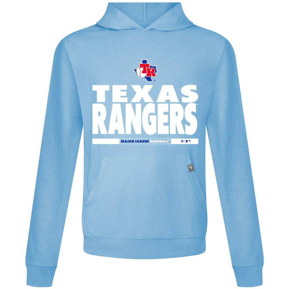 Light Blue Texas Rangers Levelwear Relay Center Stage Long Sleeve Hooded T-Shirt